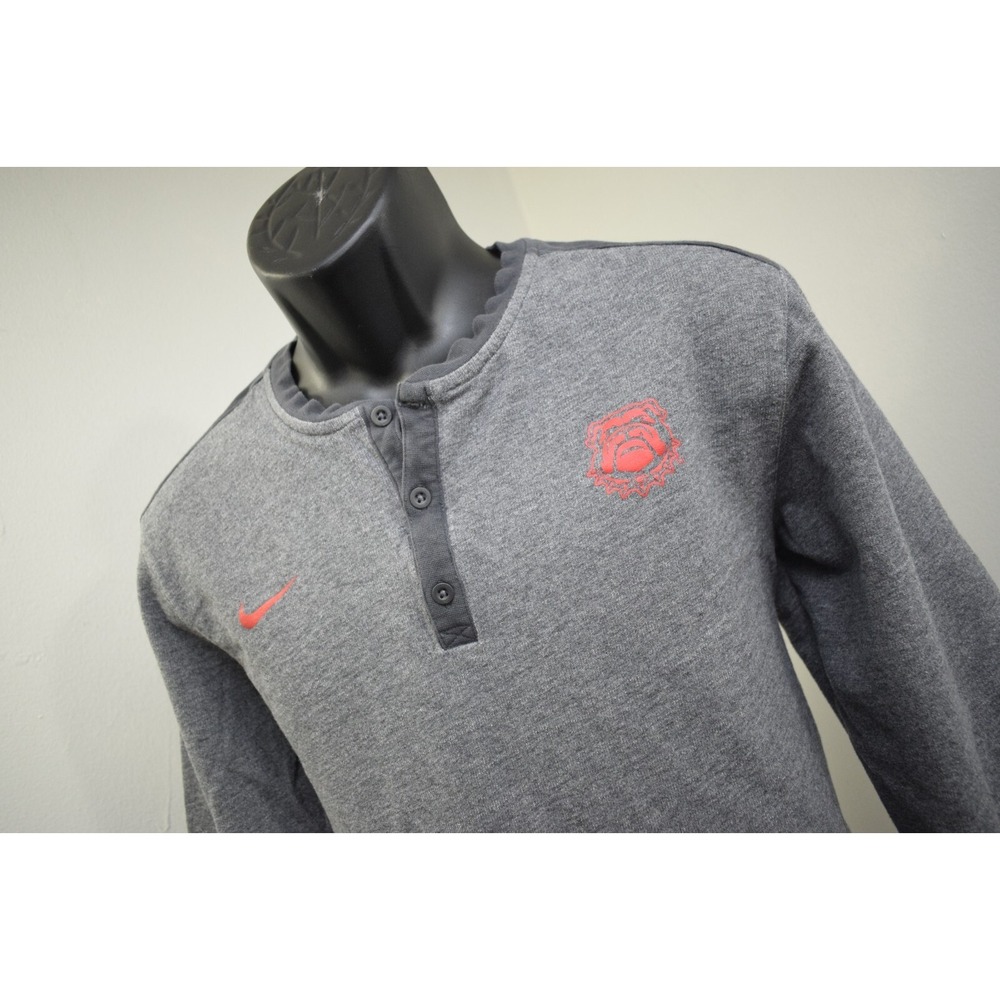 Nike Georgia Bulldogs Henley Shirt Gray Long Sleeve Boys Size Large